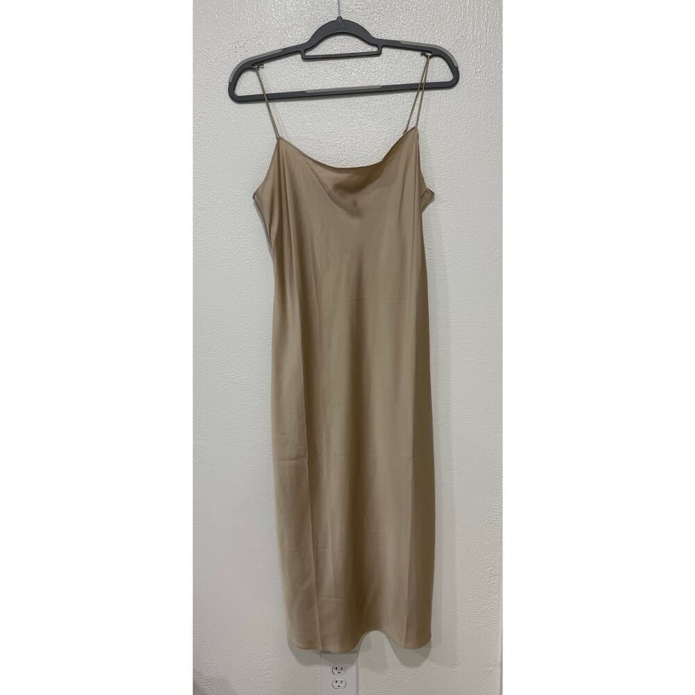 J. Crew Gwenyth Slip Dress Luster Charmeuse in Camel Tan Gold BV496 Size 8 - Picture 2 of 8